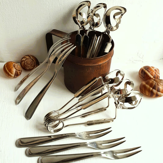 12 Piece Escargot Cutlery Set. Escargot Tongs and Forks from Tiggy & Pip - Just €90! Shop now at Tiggy and Pip