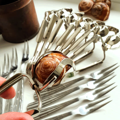 16 Piece Escargot Cutlery Set. Escargot Tongs and Forks from Tiggy & Pip - Just €120! Shop now at Tiggy and Pip