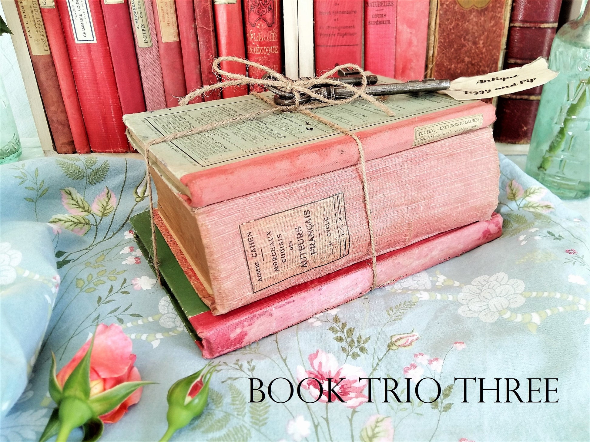 Stack of THREE Antique French Pink Books from Tiggy & Pip - Just €84! Shop now at Tiggy and Pip