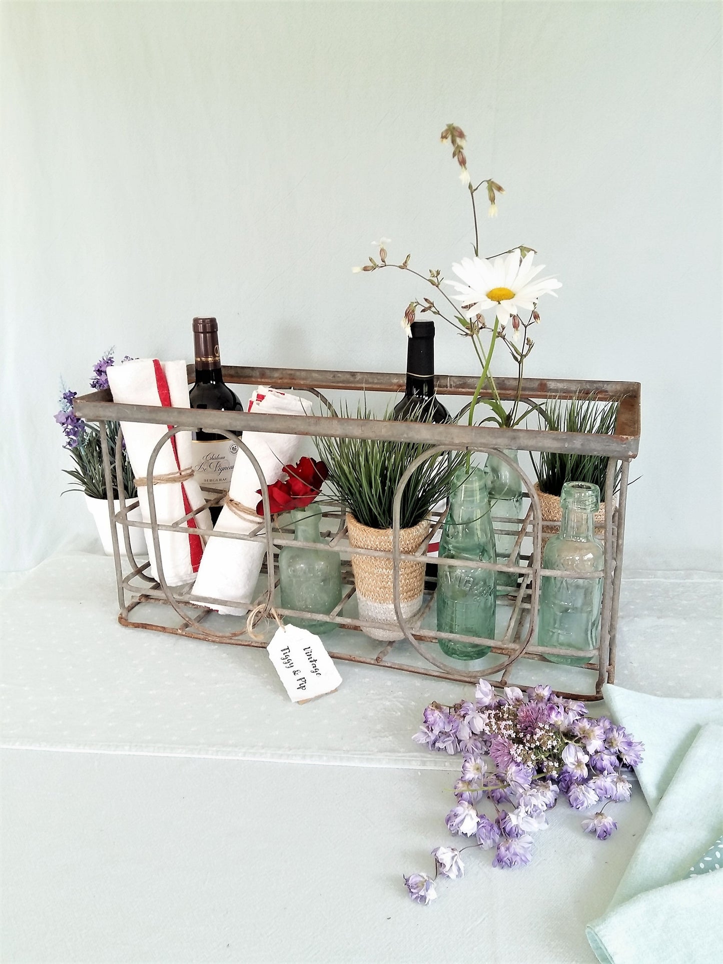 Vintage 1950s Metal Bottle Crate from Tiggy and Pip - Just €220! Shop now at Tiggy and Pip