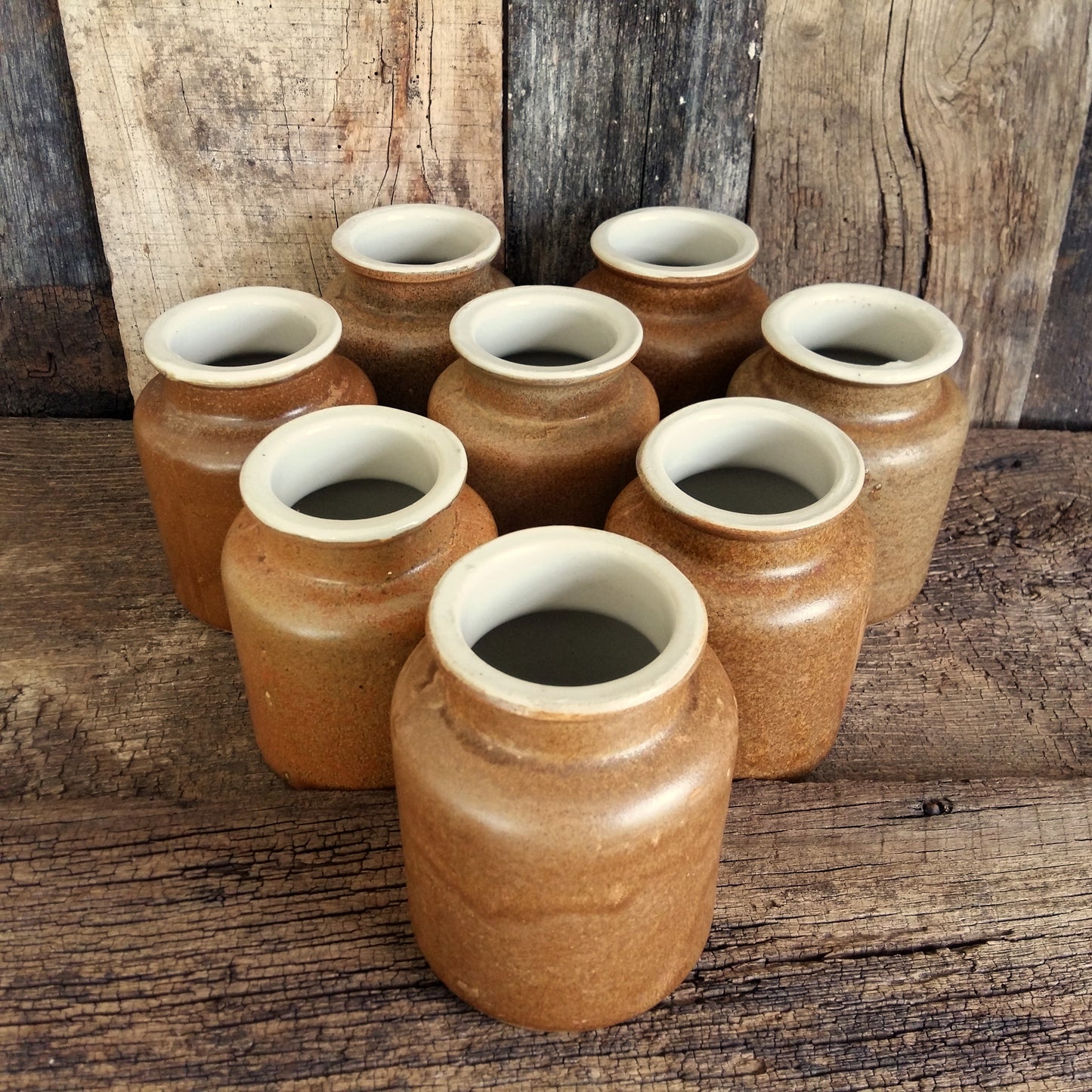 Set of 8 Rustic Stoneware Mustard Crocks from Tiggy & Pip - Just €192! Shop now at Tiggy and Pip