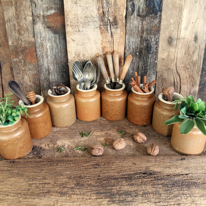 Set of 8 Rustic Stoneware Mustard Crocks from Tiggy & Pip - Just €192! Shop now at Tiggy and Pip