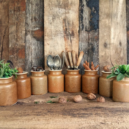 Set of 8 Rustic Stoneware Mustard Crocks from Tiggy & Pip - Just €192! Shop now at Tiggy and Pip