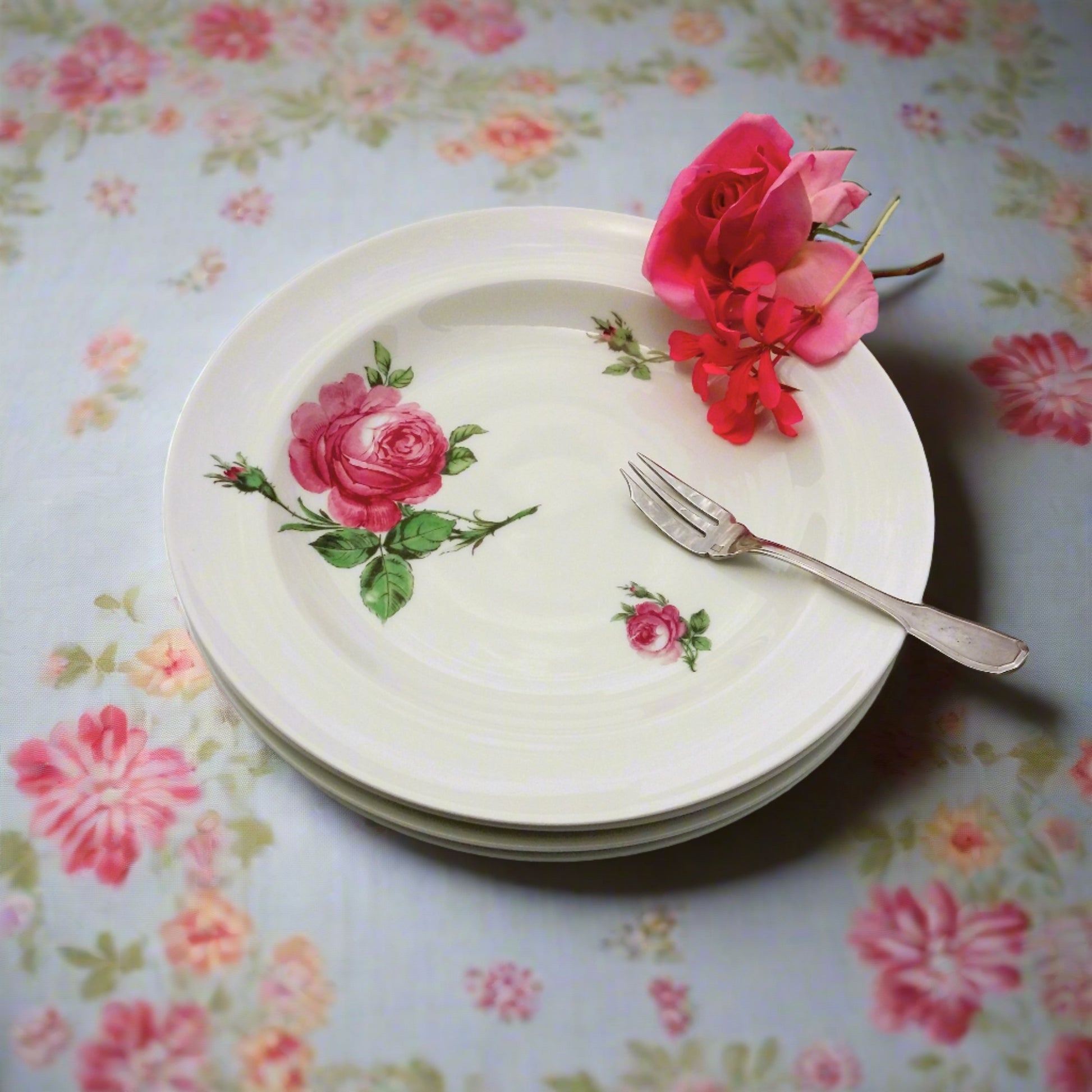 Four Vintage Limoges Floral Dinner Plates from Tiggy & Pip - Just €88! Shop now at Tiggy and Pip