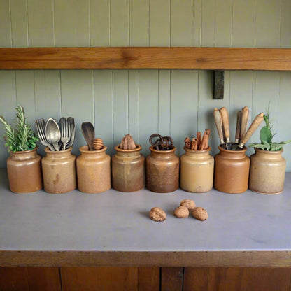 Set of 8 Rustic Stoneware Mustard Pots from Tiggy & Pip - Just €192! Shop now at Tiggy and Pip