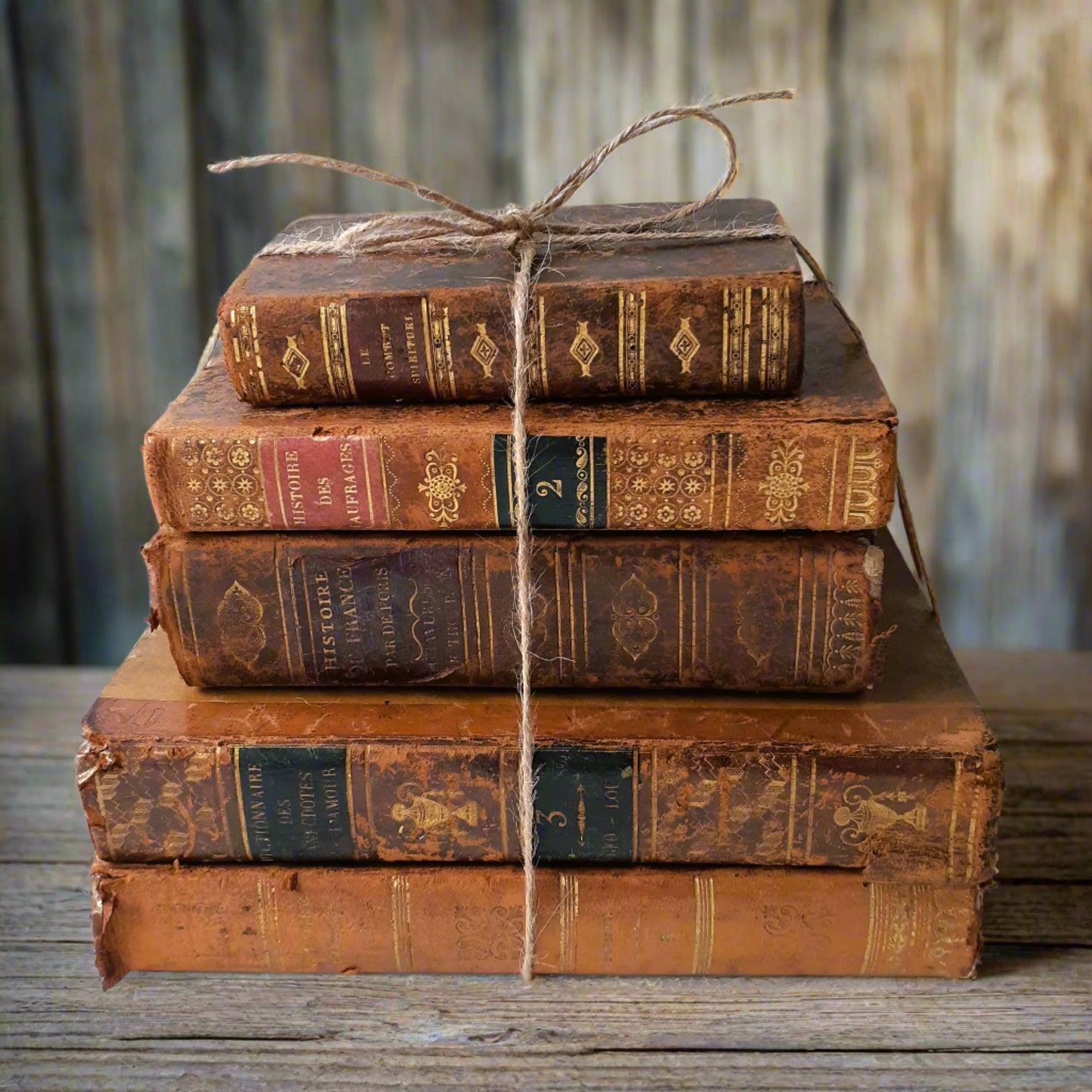 1800s Book Stack of Five Antique Books from Tiggy & Pip - Just €180! Shop now at Tiggy and Pip