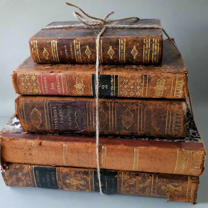 1800s Book Stack of Five Antique Books from Tiggy & Pip - Just €120! Shop now at Tiggy and Pip