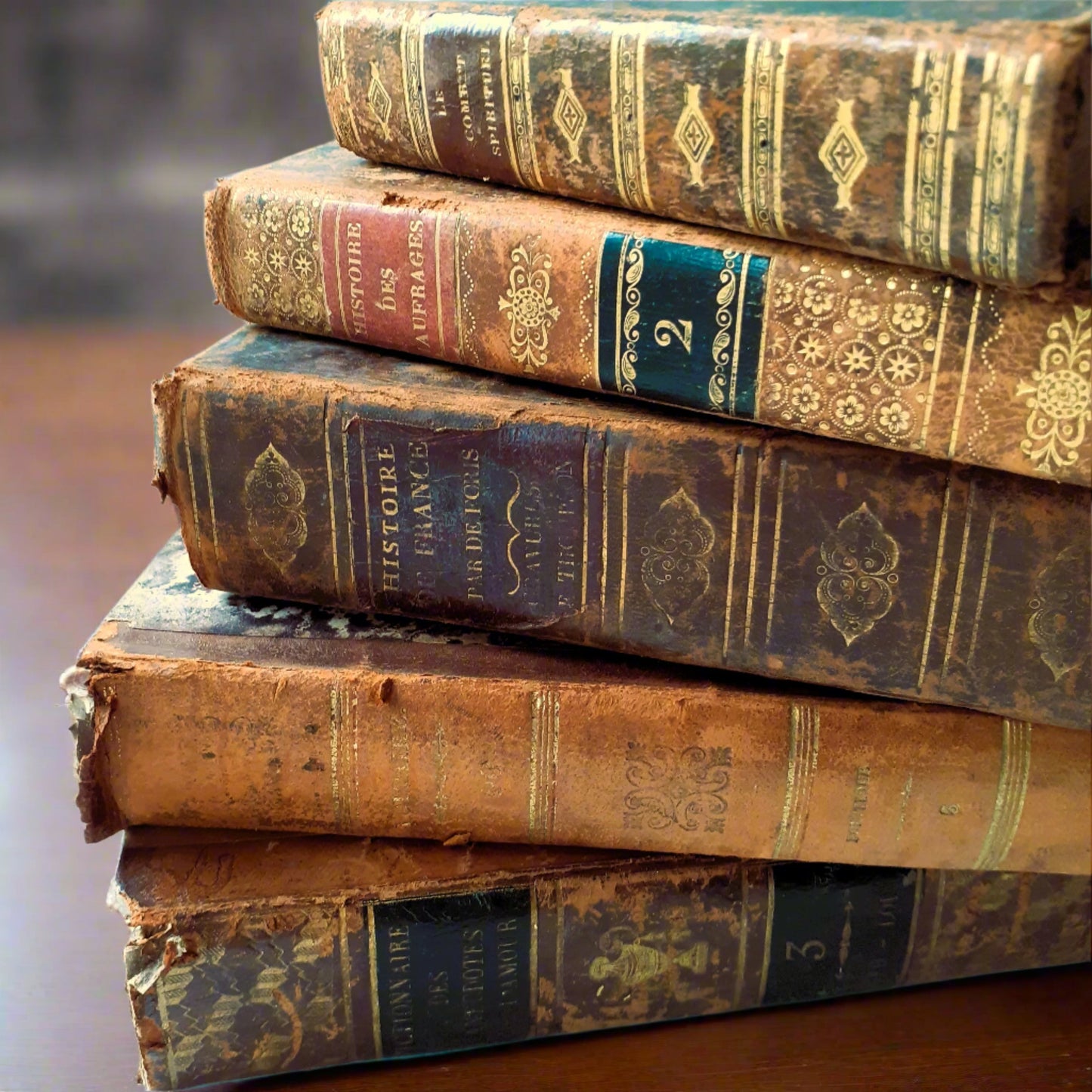 1800s Book Stack of Five Antique Books from Tiggy & Pip - Just €180! Shop now at Tiggy and Pip