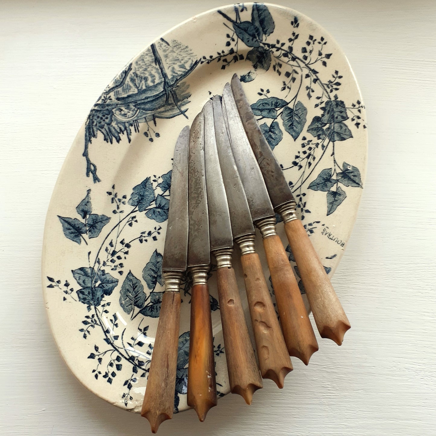 Six antique knives, with antler handles, circa 1910s from Tiggy & Pip - Just €60! Shop now at Tiggy and Pip