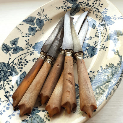 Six antique knives, with antler handles, circa 1910s from Tiggy & Pip - Just €60! Shop now at Tiggy and Pip