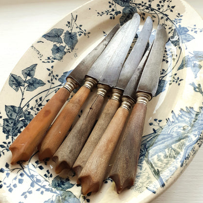 Six antique knives, with antler handles, circa 1910s from Tiggy & Pip - Just €60! Shop now at Tiggy and Pip