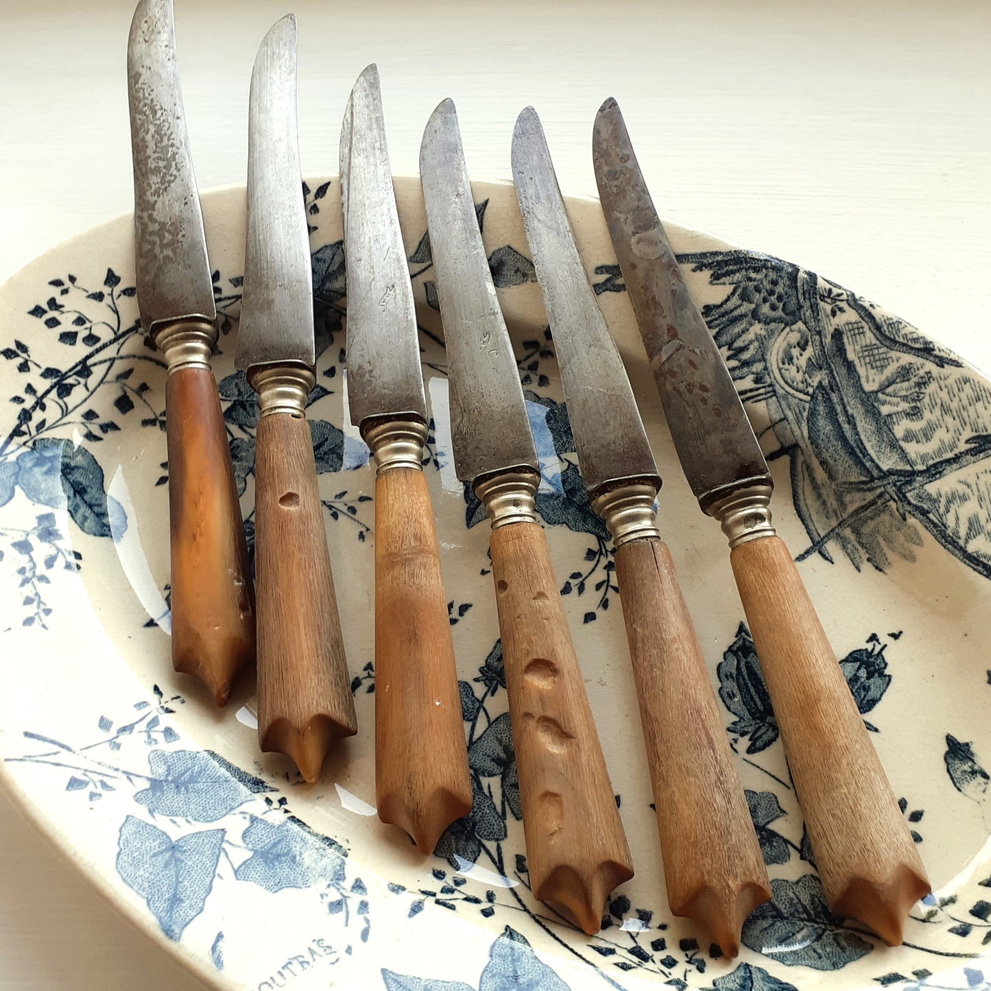 Six antique knives, with antler handles, circa 1910s from Tiggy & Pip - Just €60! Shop now at Tiggy and Pip