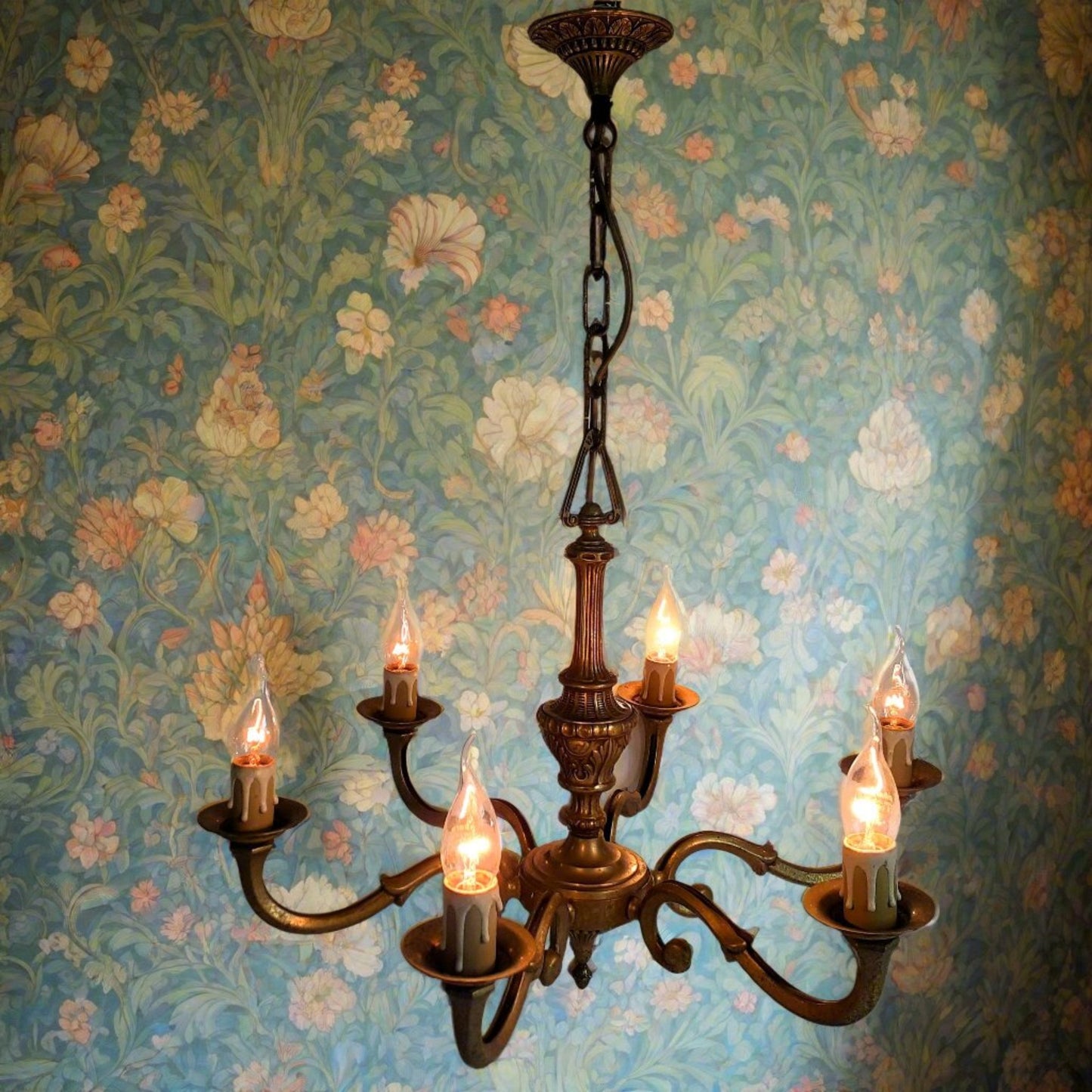 Antique, Heavy, Bronze 6 Arm Chandelier from Tiggy & Pip - Just €460! Shop now at Tiggy and Pip