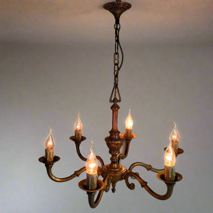 Antique, Heavy, Bronze 6 Arm Chandelier from Tiggy & Pip - Just €460! Shop now at Tiggy and Pip