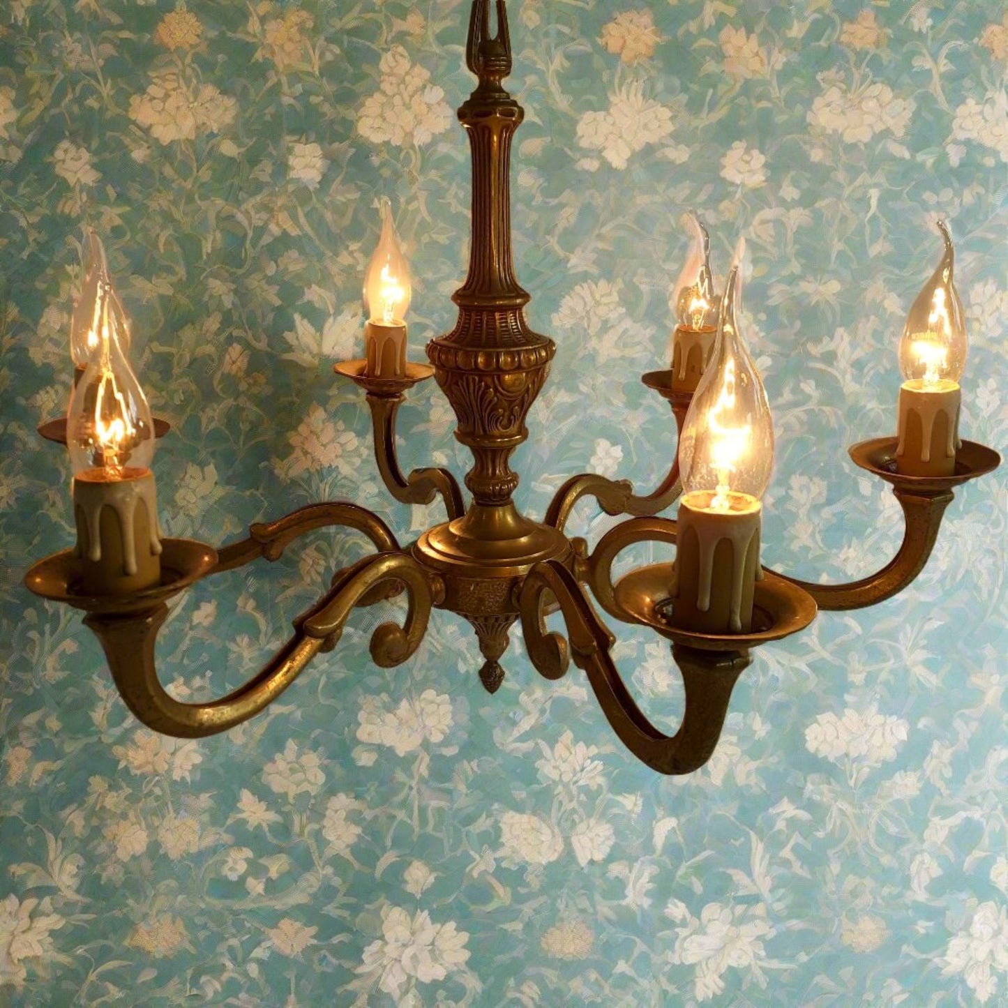 Antique, Heavy, Bronze 6 Arm Chandelier from Tiggy & Pip - Just €460! Shop now at Tiggy and Pip