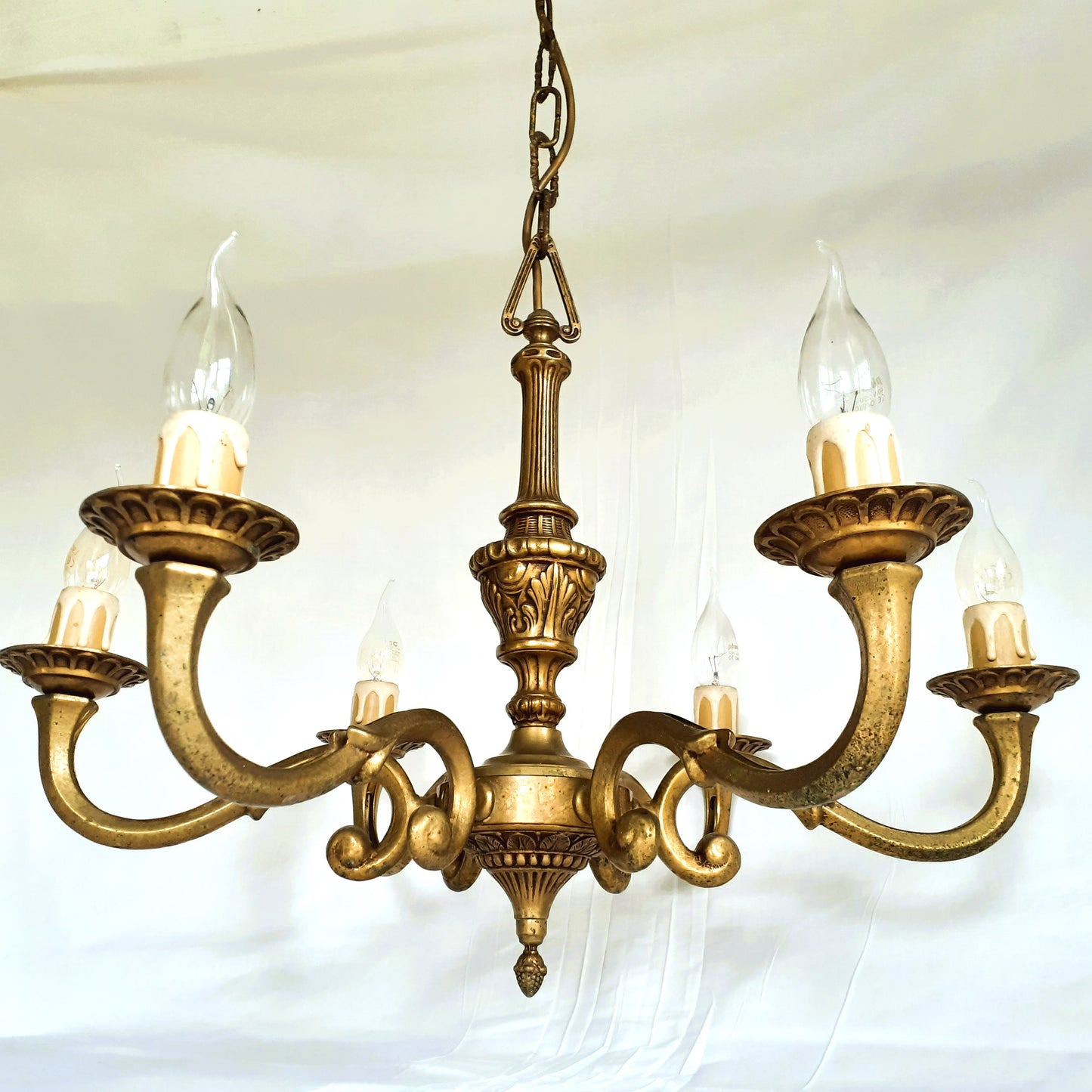 Antique, Heavy, Bronze 6 Arm Chandelier from Tiggy & Pip - Just €460! Shop now at Tiggy and Pip