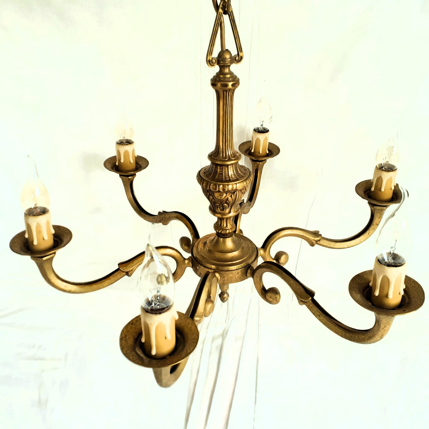 Antique, Heavy, Bronze 6 Arm Chandelier from Tiggy & Pip - Just €460! Shop now at Tiggy and Pip