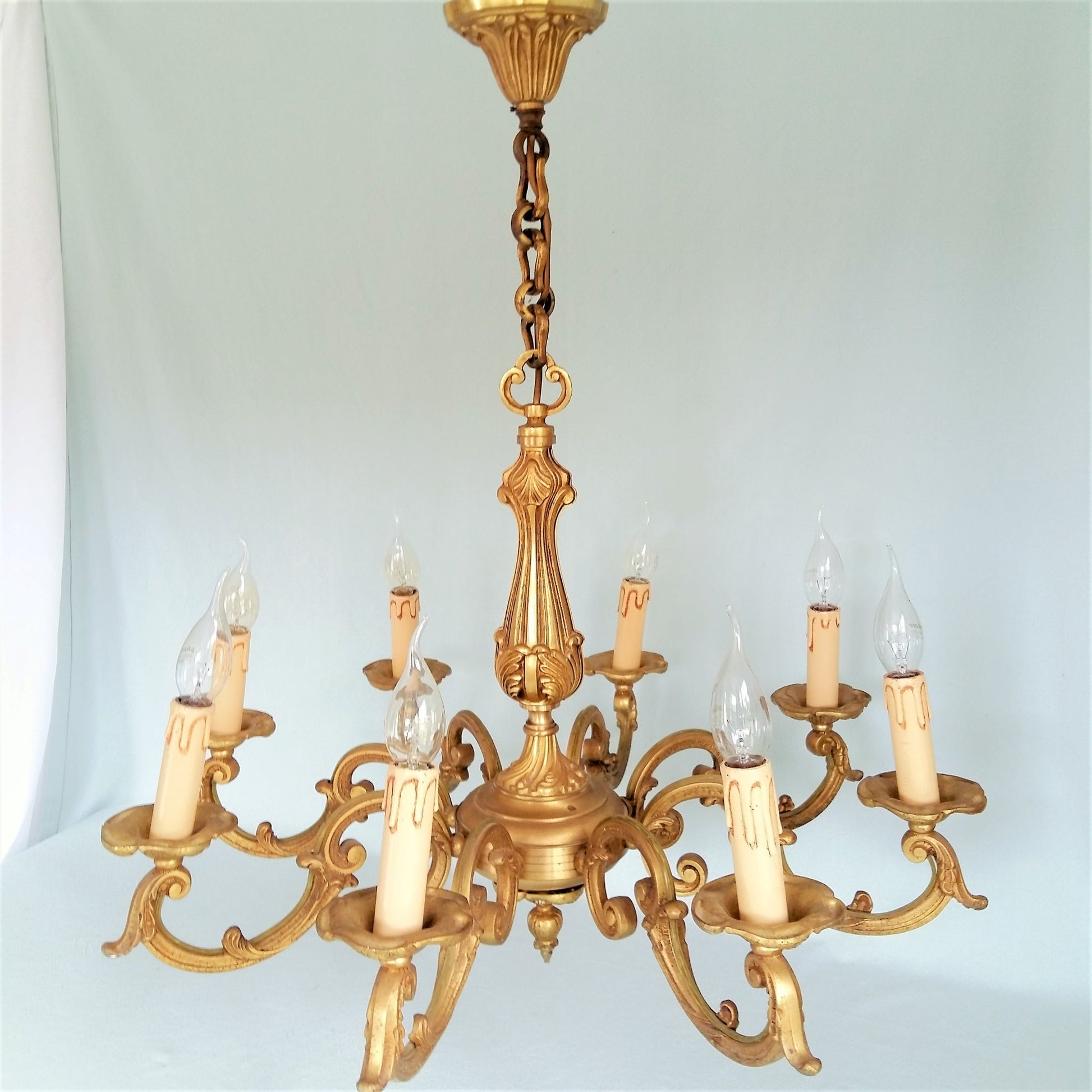 Bronze 8 arm chandelier. Rococo/ Baroque lighting from Tiggy & Pip - Just €560! Shop now at Tiggy and Pip