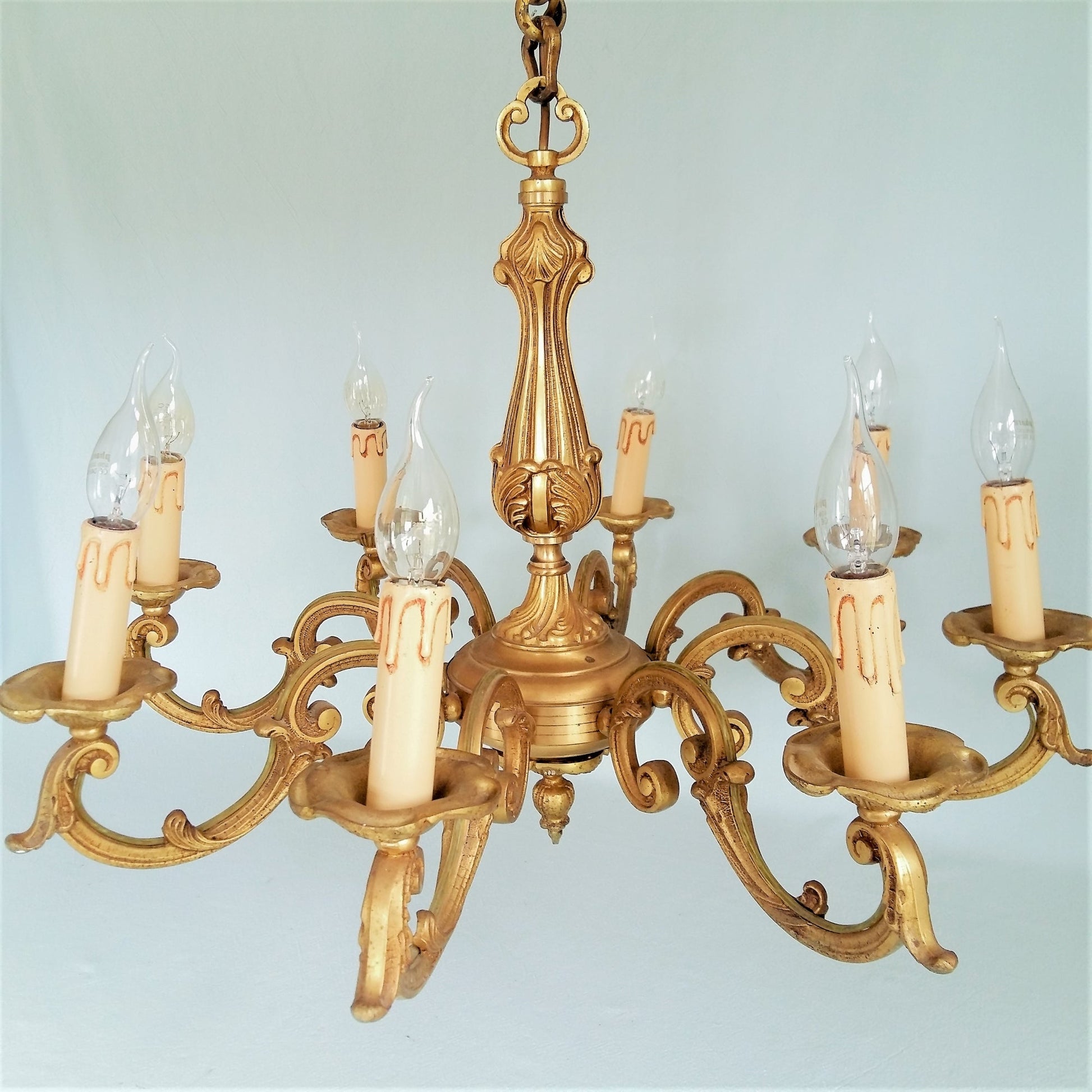 Bronze 8 arm chandelier. Rococo/ Baroque lighting from Tiggy & Pip - Just €560! Shop now at Tiggy and Pip