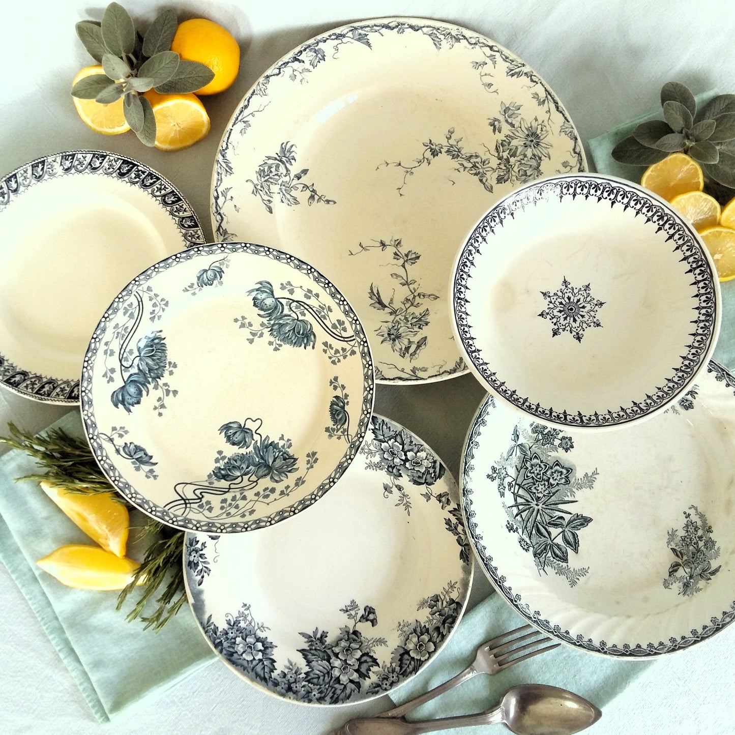 6 Antique Ironstone Transferware Plates from Tiggy & Pip - Just €216! Shop now at Tiggy and Pip