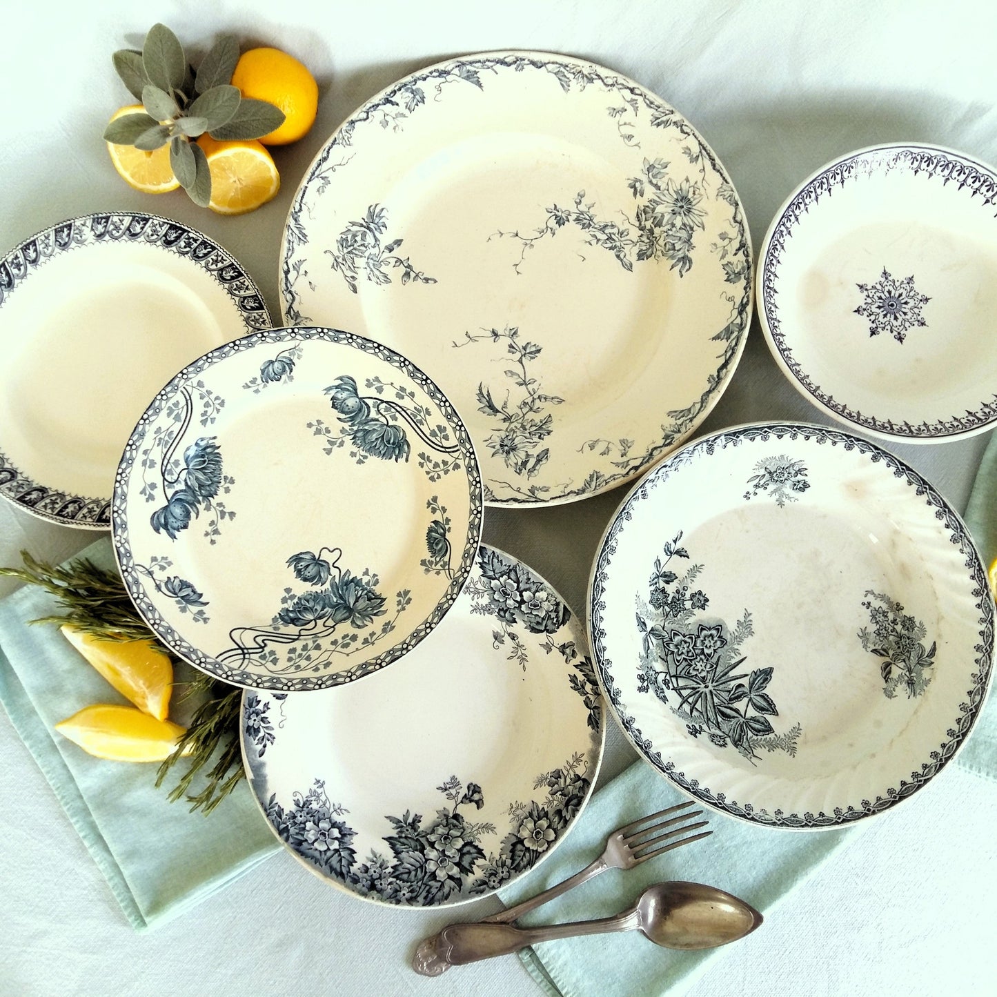 6 Antique Ironstone Transferware Plates from Tiggy & Pip - Just €216! Shop now at Tiggy and Pip