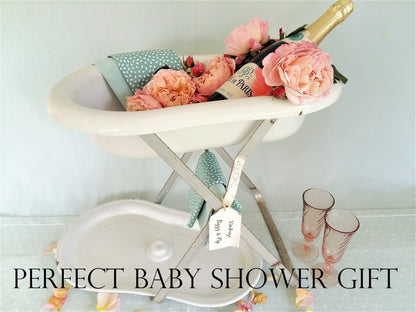 Enamel Baby Bath Tub with Lid, on Stand. from Tiggy & Pip - Just €260! Shop now at Tiggy and Pip