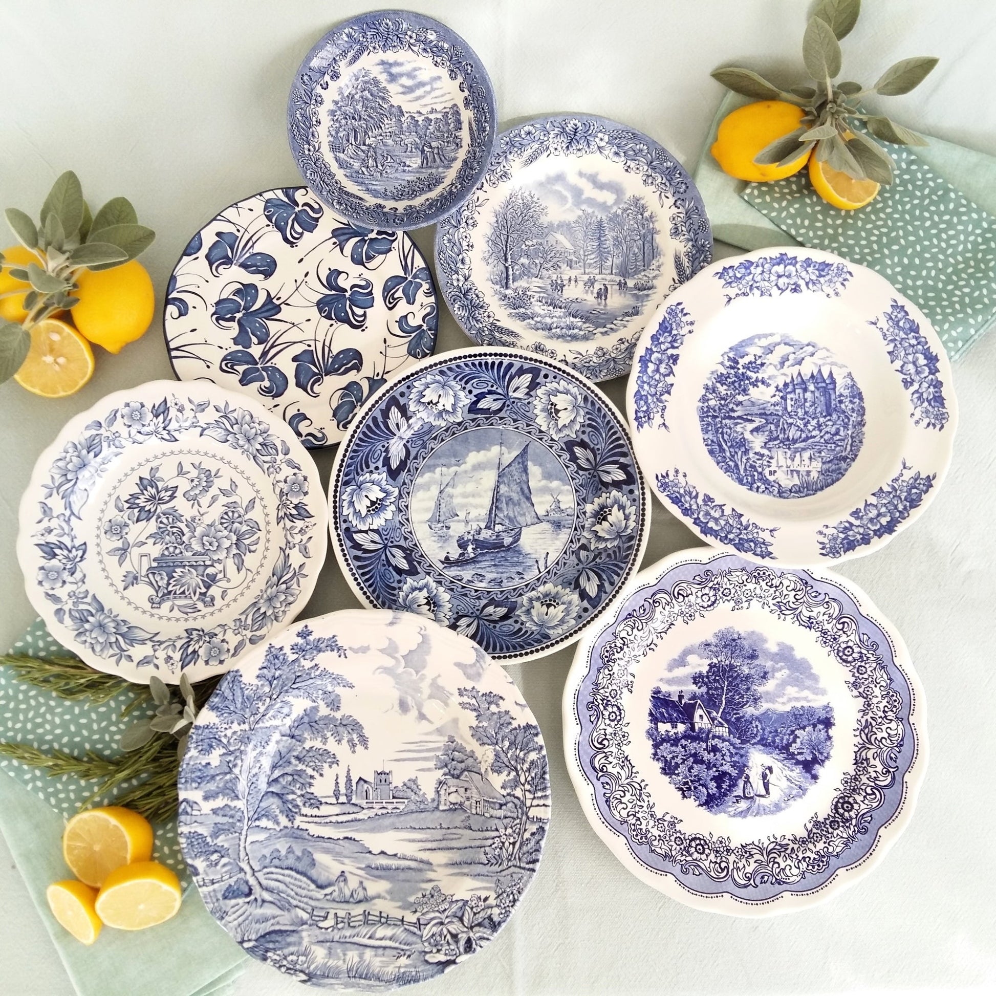 Eight mix and match transferware plates from Tiggy & Pip - Just €199! Shop now at Tiggy and Pip