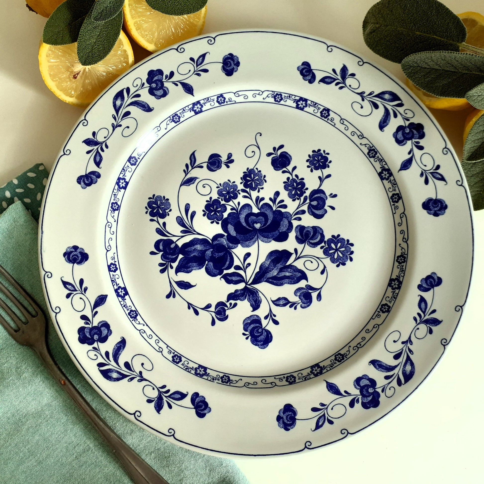 SIX Mismatched Blue and White Transferware Plates from Tiggy & Pip - Just €149! Shop now at Tiggy and Pip