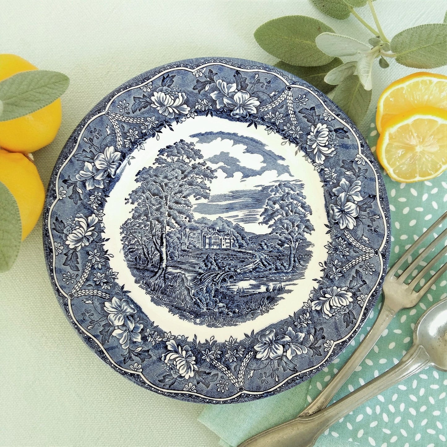 Eight mismatched blue and white plates from Tiggy & Pip - Just €199! Shop now at Tiggy and Pip