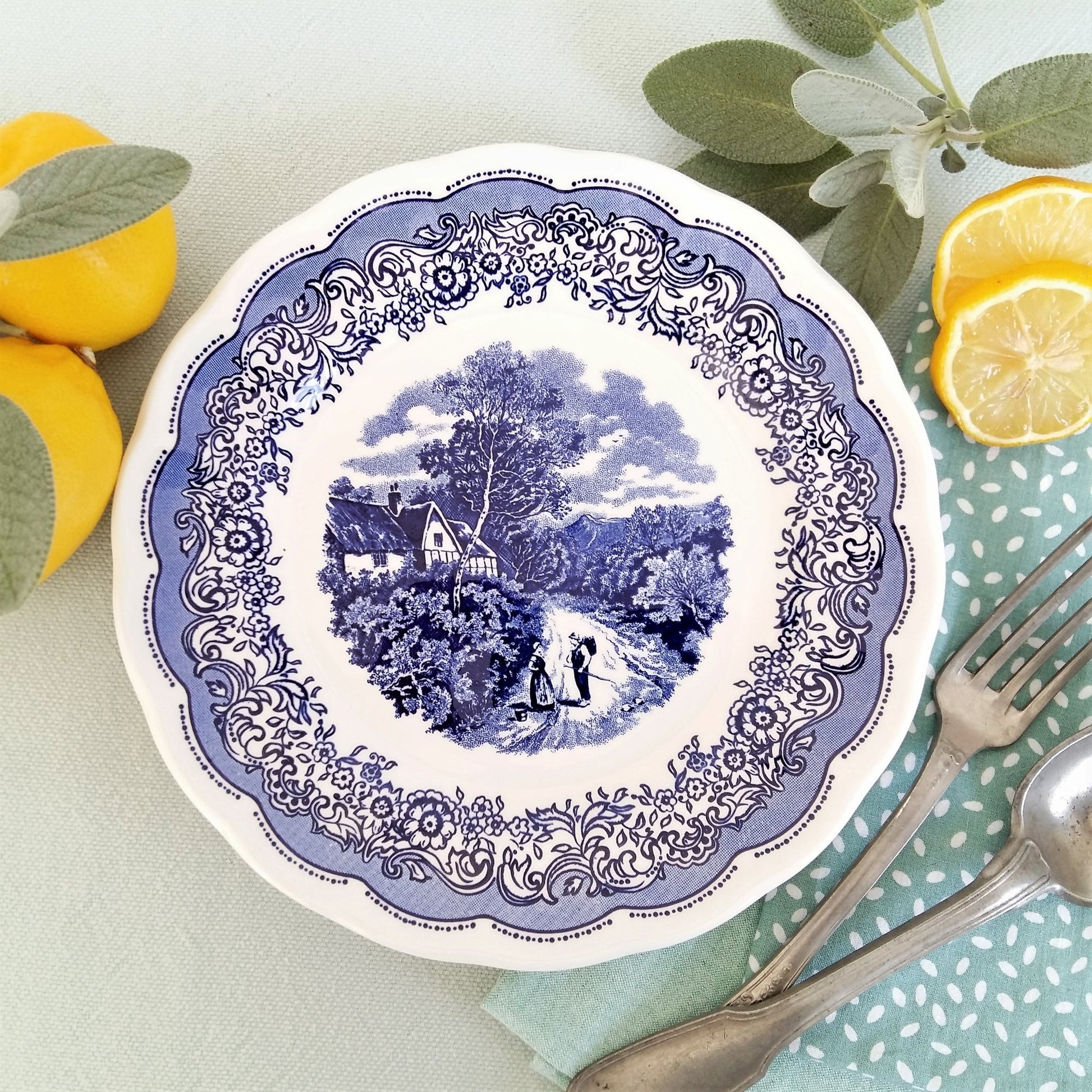 Eight mismatched blue and white plates from Tiggy & Pip - Just €199! Shop now at Tiggy and Pip