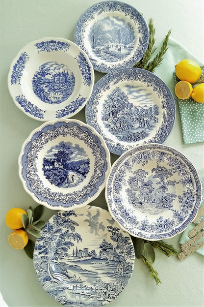 SIX Mismatched Transferware Plates from Tiggy & Pip - Just €149! Shop now at Tiggy and Pip