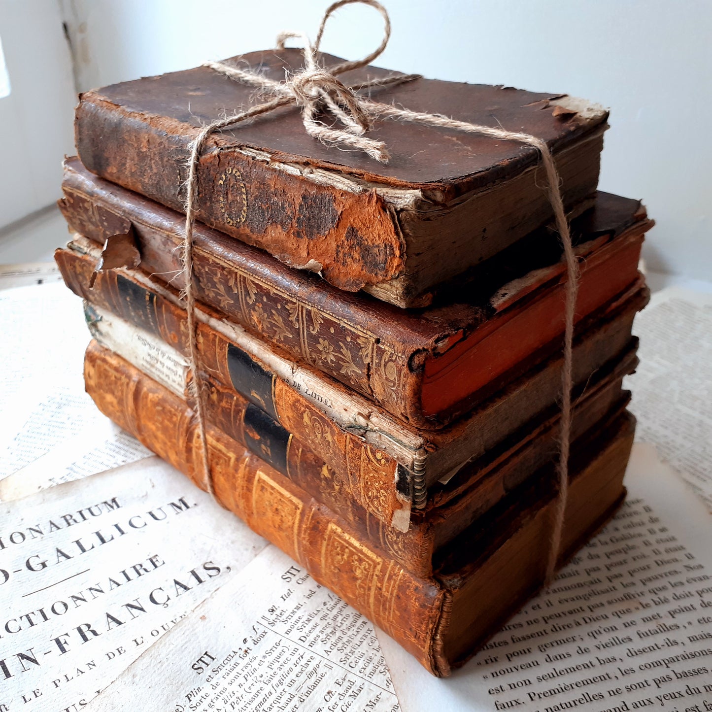 1800s Book Stack of Five Antique Books from Tiggy & Pip - Just €120! Shop now at Tiggy and Pip