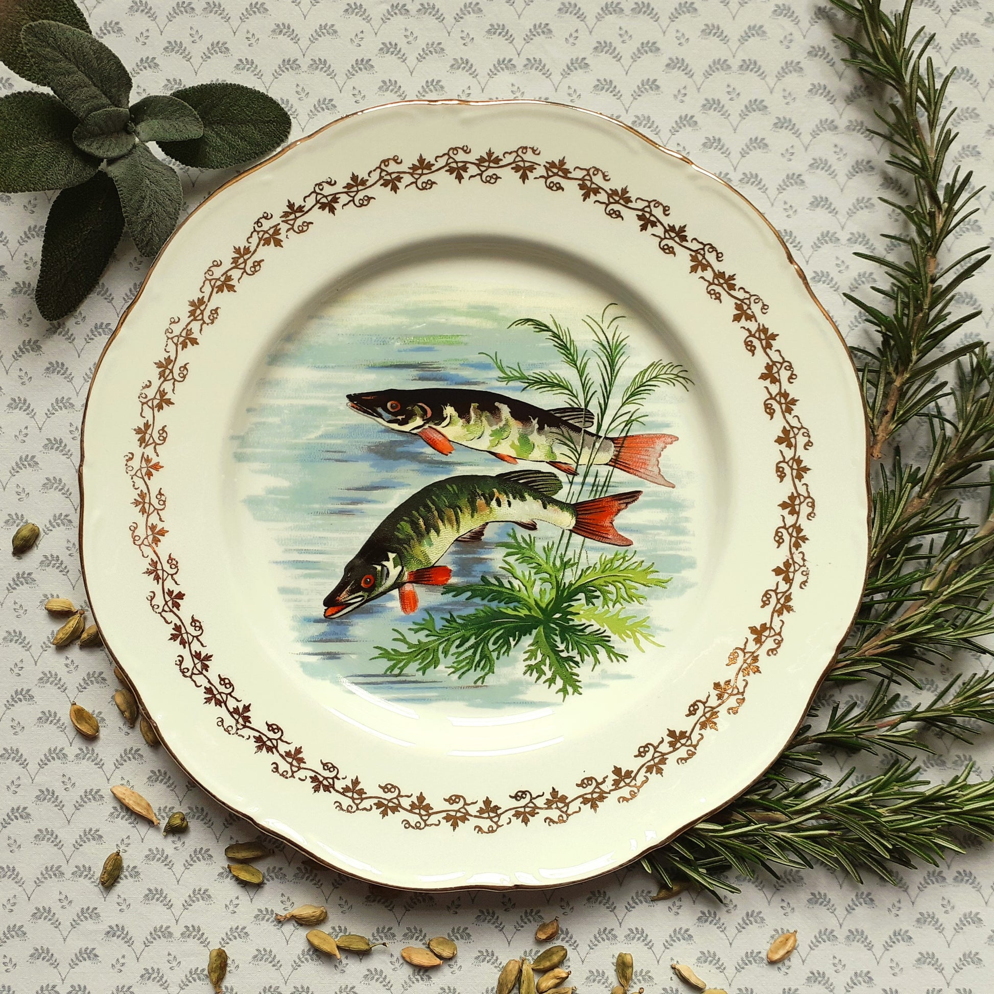 Six 1960s, French, Digoin Porcelain, Fish Plates from Tiggy & Pip - Just €168! Shop now at Tiggy and Pip