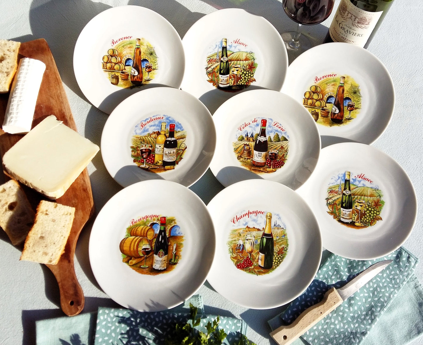 EIGHT Vintage Wine and Cheese Plates from Tiggy & Pip - Just €160! Shop now at Tiggy and Pip