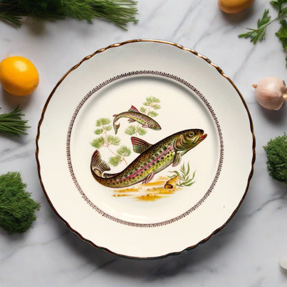 Six Vintage Fish Plates by Moulin des Loups from Tiggy and Pip - Just €168! Shop now at Tiggy and Pip