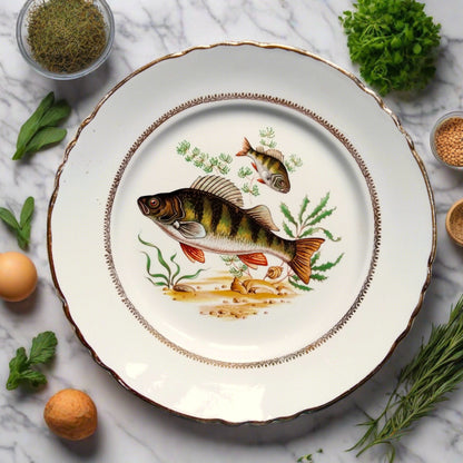 Six Vintage Fish Plates by Moulin des Loups from Tiggy and Pip - Just €168! Shop now at Tiggy and Pip