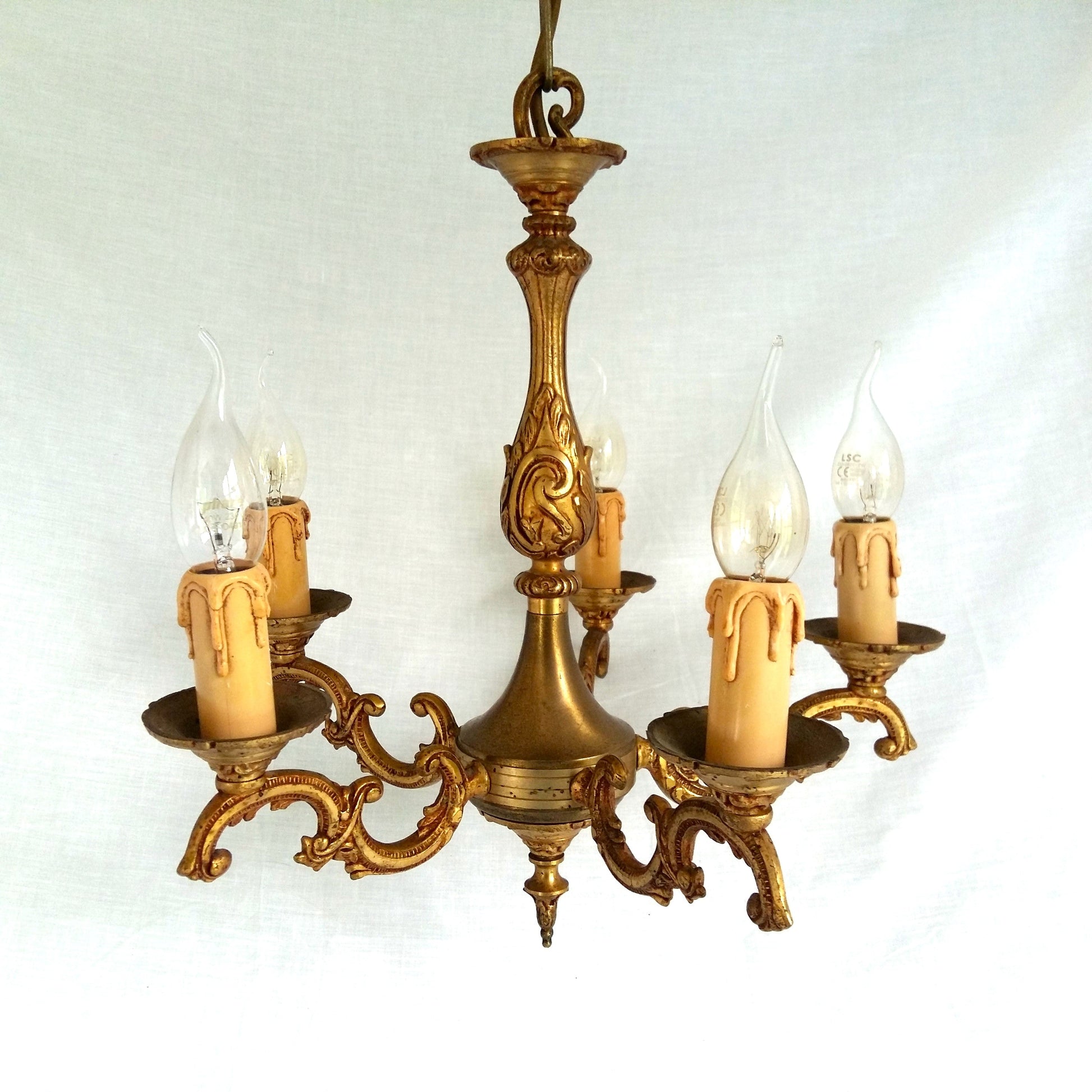 Bronze Ornate 5 Arm Chandelier from Tiggy & Pip - Just €320! Shop now at Tiggy and Pip