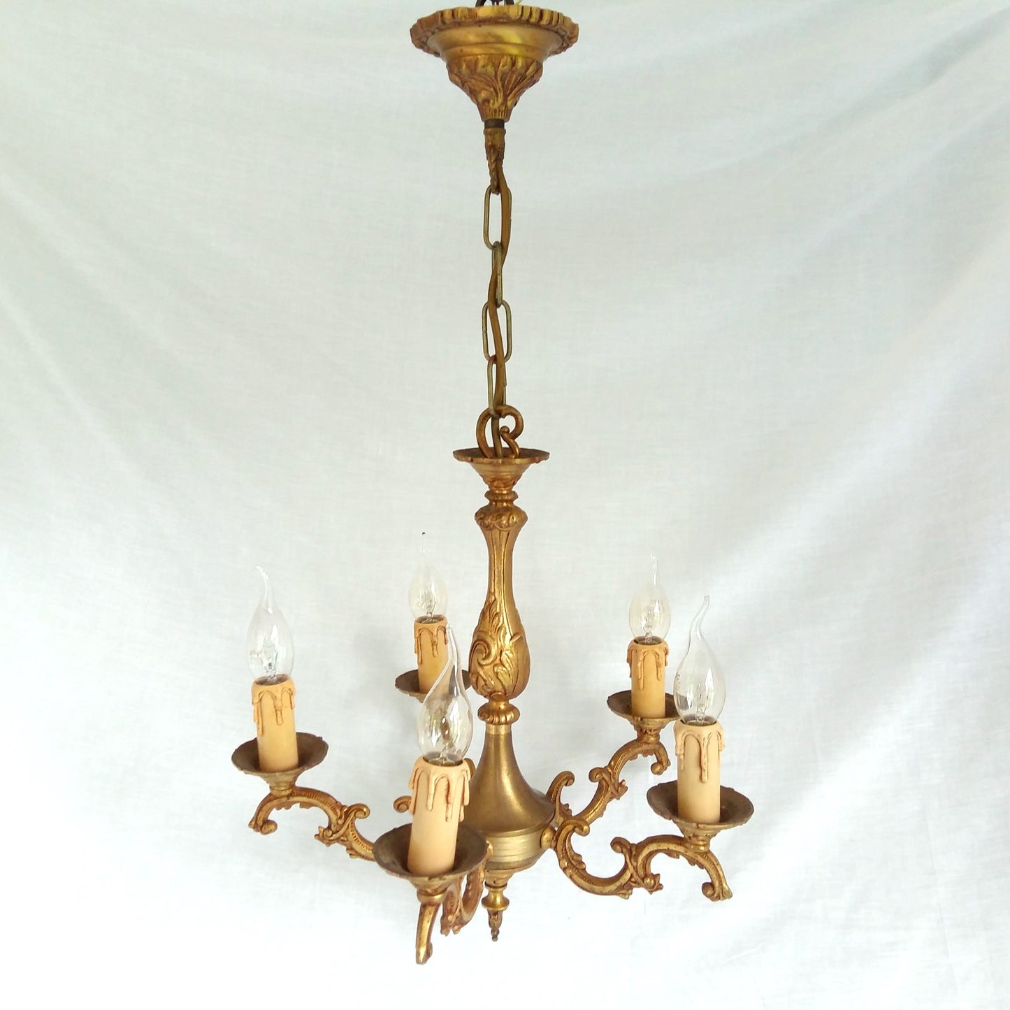 Bronze Ornate 5 Arm Chandelier from Tiggy & Pip - Just €320! Shop now at Tiggy and Pip