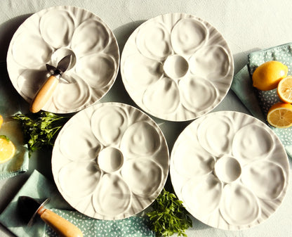 FOUR Oyster Plates. Pillivuyt Porcelain from Tiggy & Pip - Just €116! Shop now at Tiggy and Pip