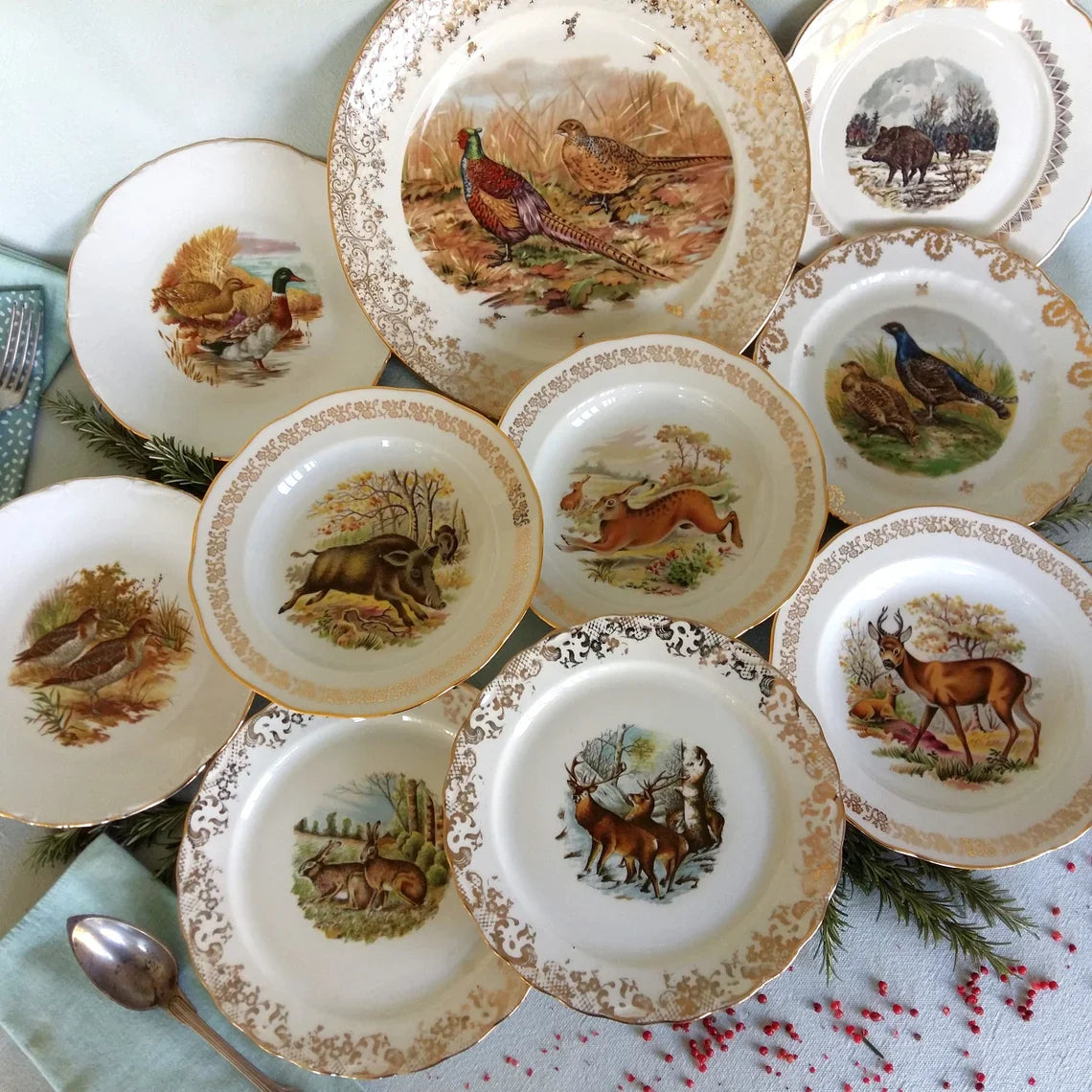 10 Mix & Match Game Hunting Plates from Tiggy & Pip - Just €240! Shop now at Tiggy and Pip