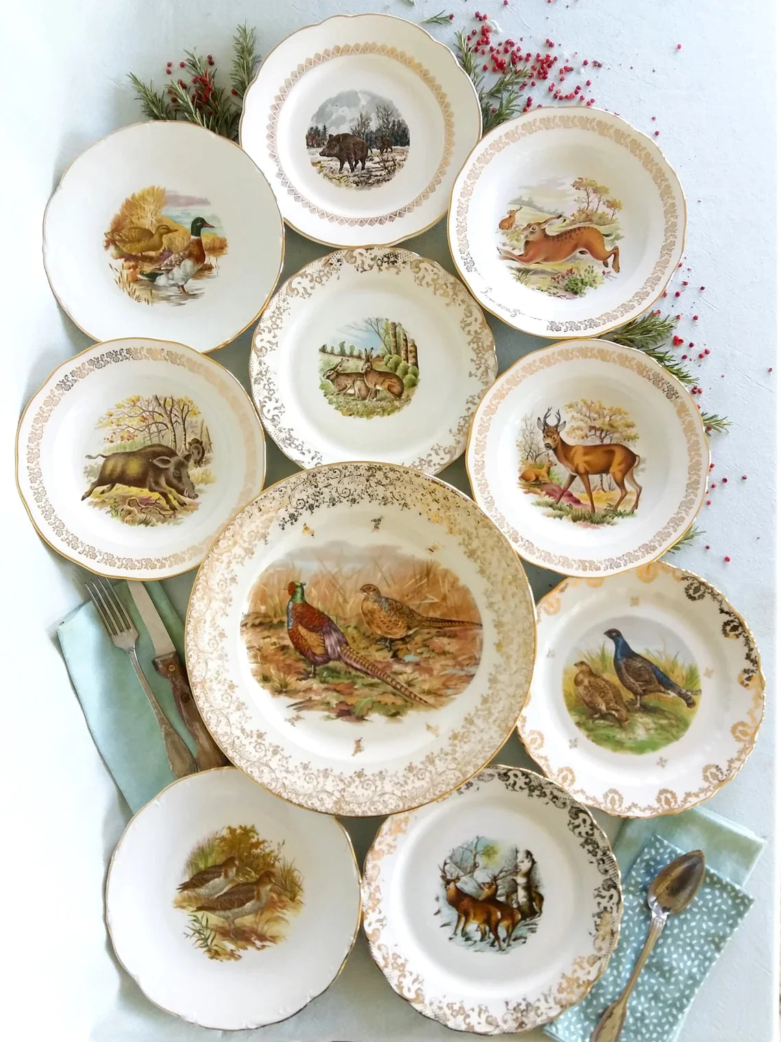 10 Mix & Match Game Hunting Plates from Tiggy & Pip - Just €240! Shop now at Tiggy and Pip