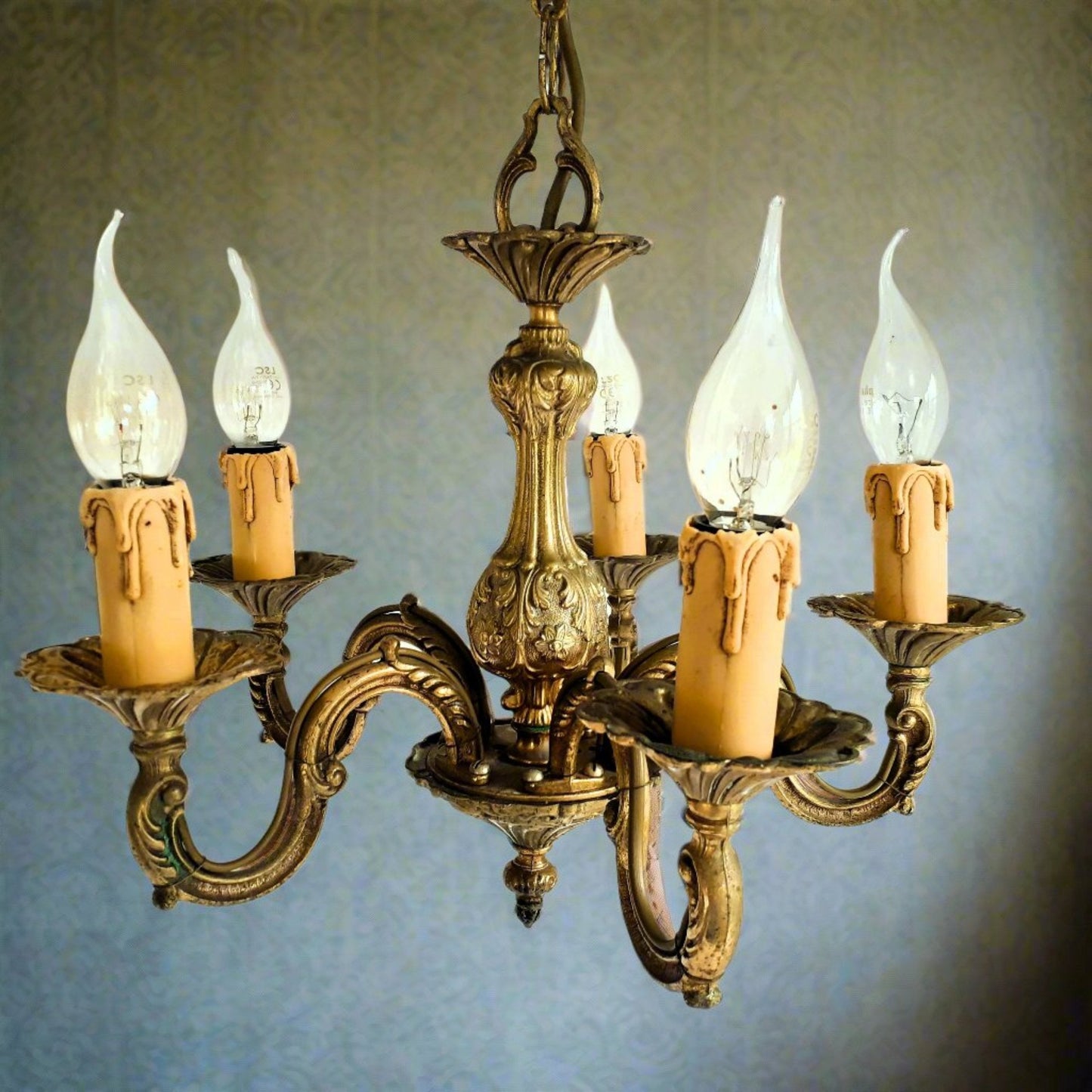 Antique, Heavy, Bronze 5 Arm Chandelier from Tiggy & Pip - Just €320! Shop now at Tiggy and Pip