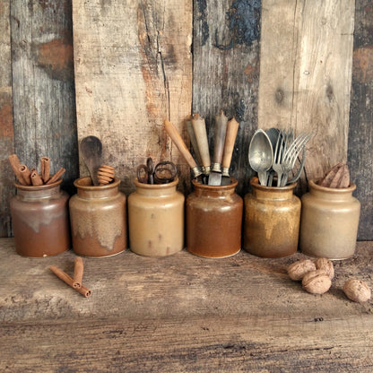 Set of 6 Stoneware Mustard Pots. from Tiggy & Pip - Just €144! Shop now at Tiggy and Pip