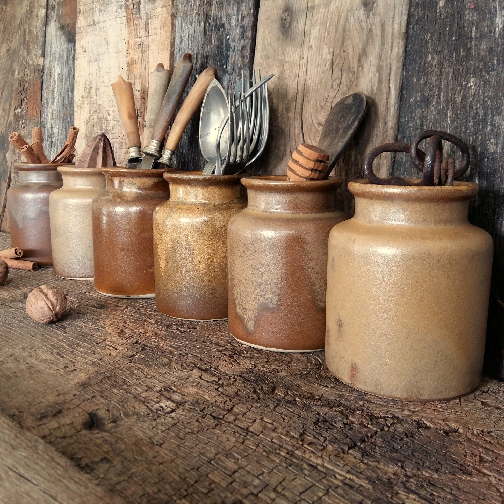 Set of 6 Stoneware Mustard Pots. from Tiggy & Pip - Just €144! Shop now at Tiggy and Pip