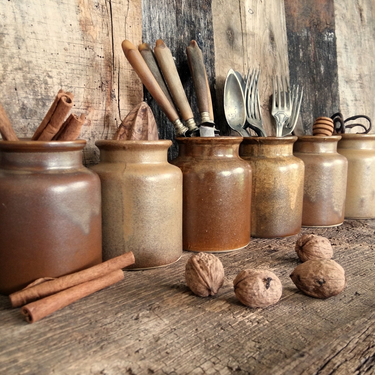 Set of 6 Stoneware Mustard Pots. from Tiggy & Pip - Just €144! Shop now at Tiggy and Pip