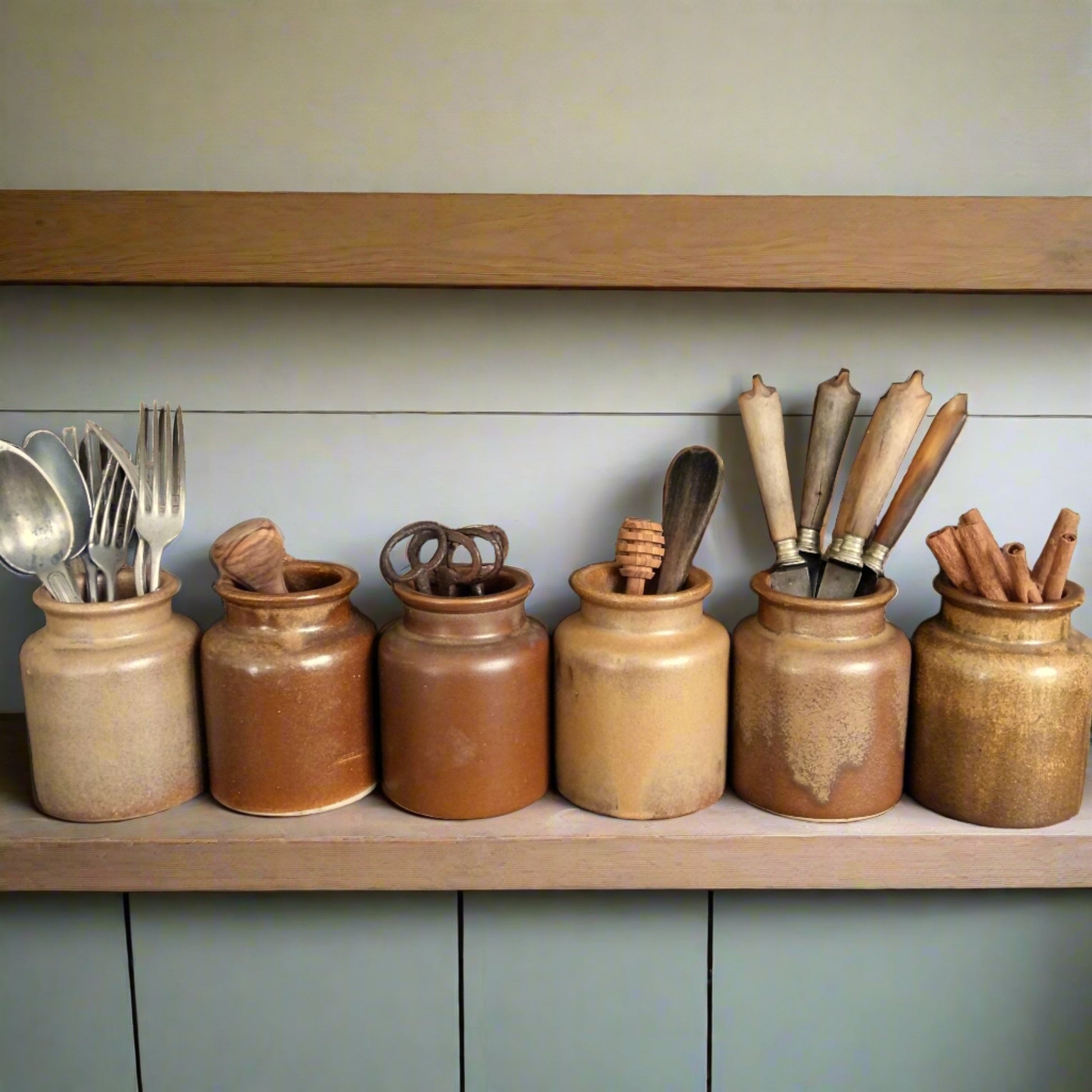 Set of 6 Stoneware Mustard Pots. from Tiggy & Pip - Just €144! Shop now at Tiggy and Pip