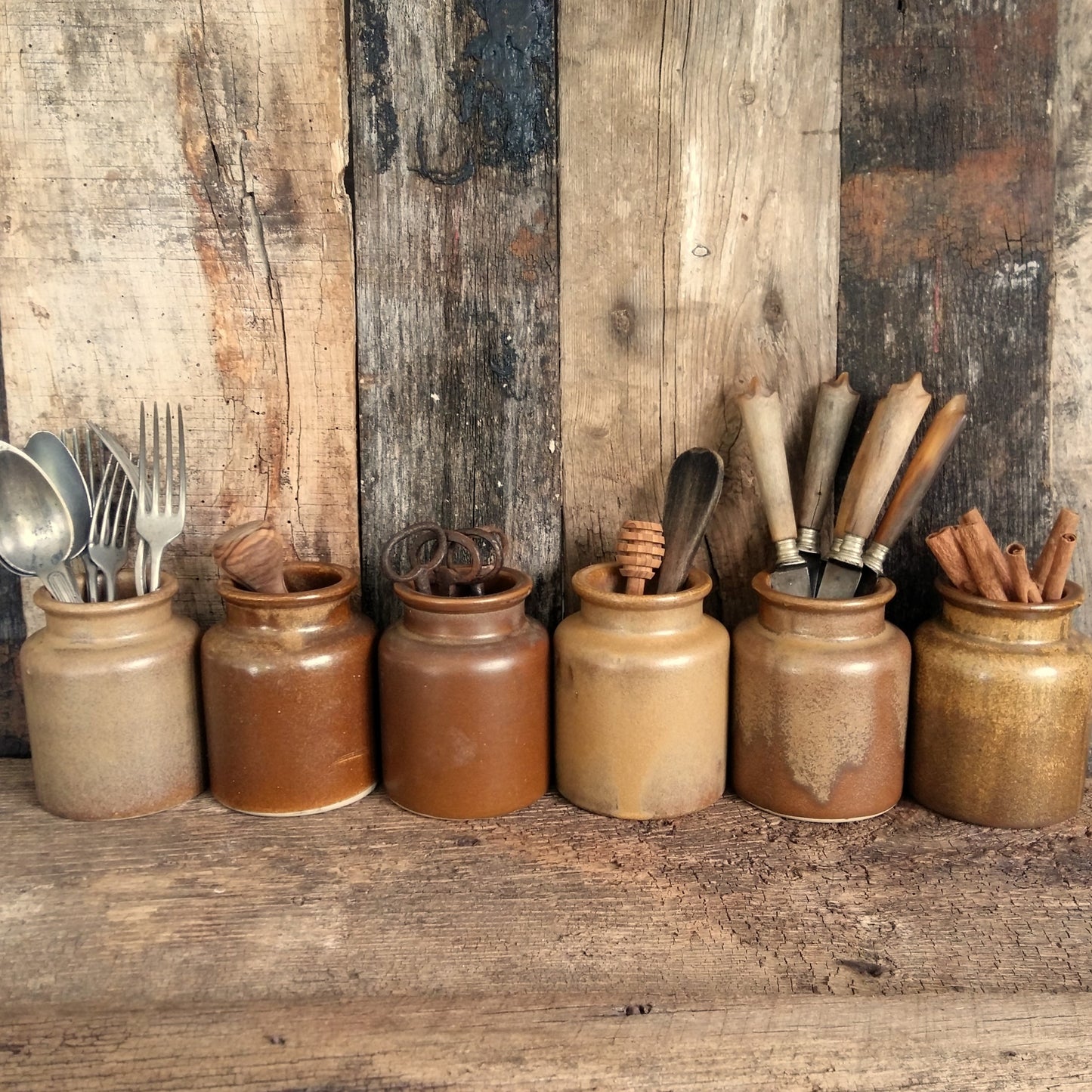 Set of 6 Stoneware Mustard Pots. from Tiggy & Pip - Just €144! Shop now at Tiggy and Pip