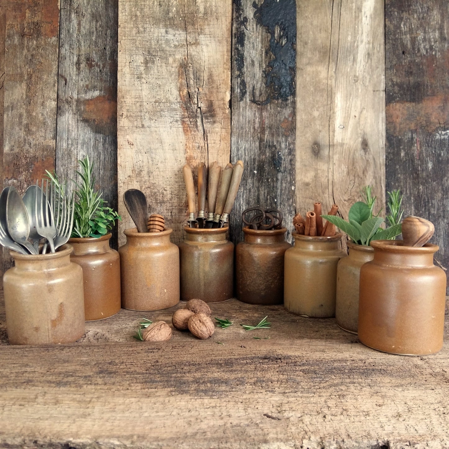 Set of 8 Rustic Stoneware Mustard Pots from Tiggy & Pip - Just €192! Shop now at Tiggy and Pip