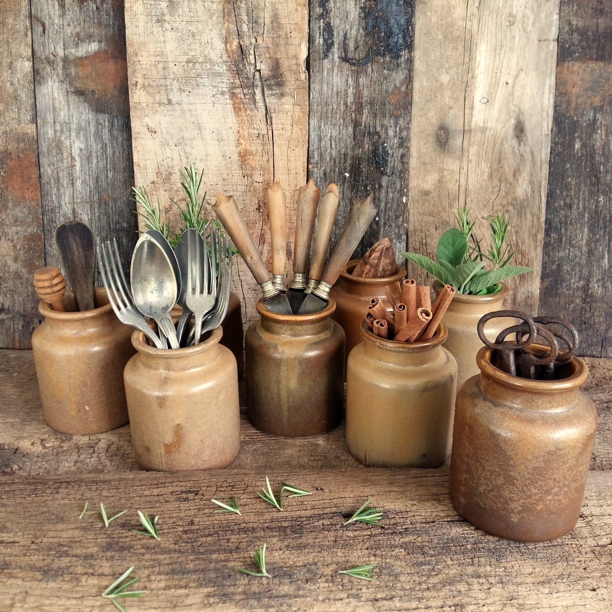 Set of 8 Rustic Stoneware Mustard Pots from Tiggy & Pip - Just €192! Shop now at Tiggy and Pip