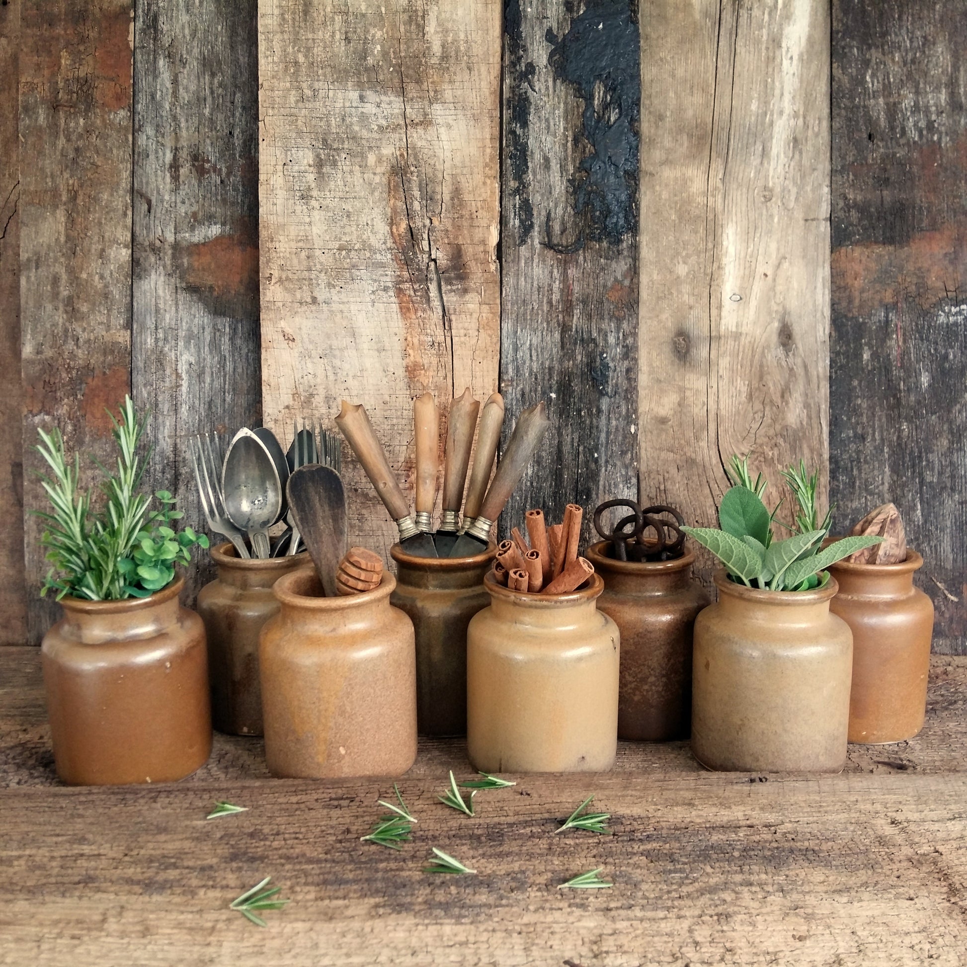 Set of 8 Rustic Stoneware Mustard Pots from Tiggy & Pip - Just €192! Shop now at Tiggy and Pip